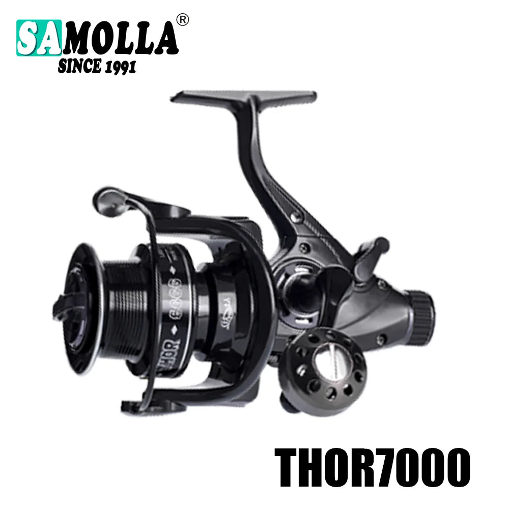 SAMOLLA Max Double Drag Carp Reel: Heavy-Duty Spinning Reel Max Drag 27kg - 12+1BB