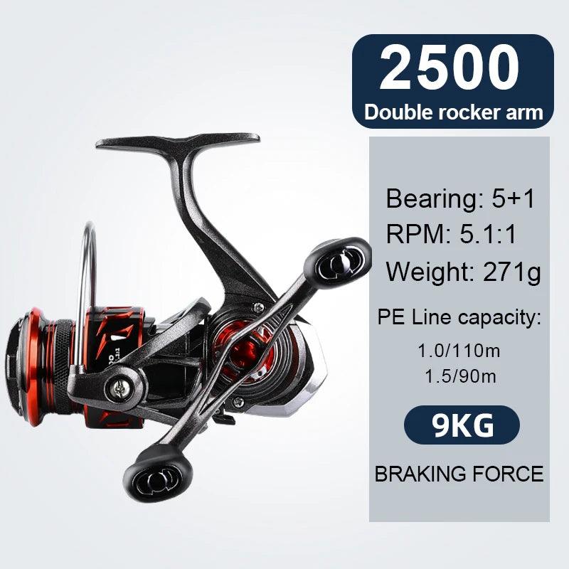 BEARKING brand New arrival Fishing Reel Spinning 800 1500 2500  5+1BB 5.1:1 Max Drag 9KG Water-Proof Reels - Nex Fisher Hub