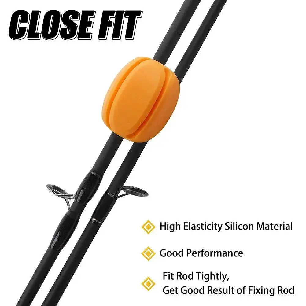 fishing rod holder straps Set of 6 Silicone Fishing Rod Straps, 5-Hole Rod Holder Clips, Durable for Fly Fishing, Vehicle Rod Storage,Red