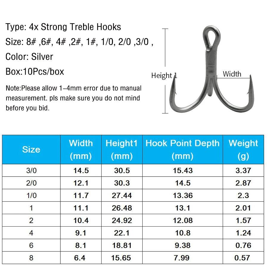 JIOUDAO CDN-Jioudao 4X Strong Treble Hooks