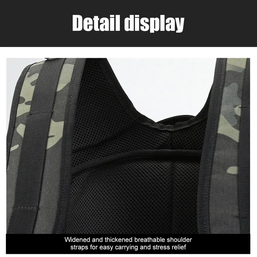 Detail view of Rilibegan Fishing Backpack's breathable shoulder straps for easy carrying.