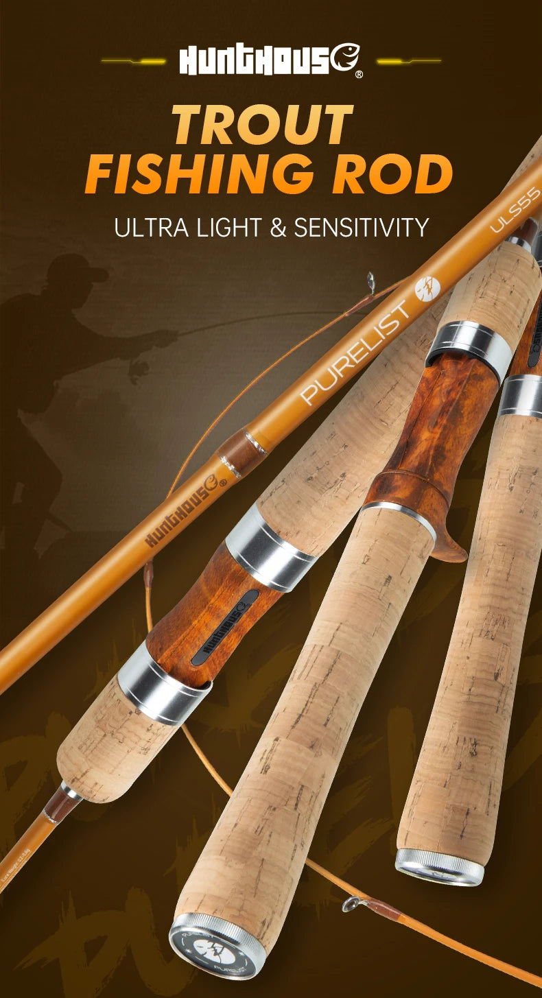 Hunthouse UL Trout Fishing Rod Spinning Casting Ultra Light Lure 2 Sections