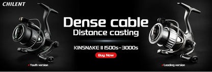 Spinning reels with text on a black background, featuring the brand 'Chilent'.