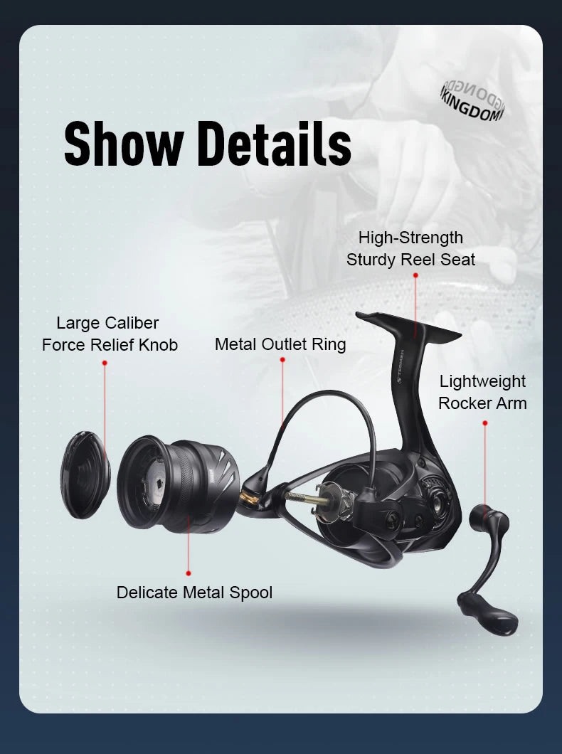 Kingdom Tegmen 5.2:1 6.2:1 143g Spinning Fishing Reels High Speed Gear Ratio Light Carbon Fiber Body Drag 10+1 Bearing Quantity Nex Fisher Hub