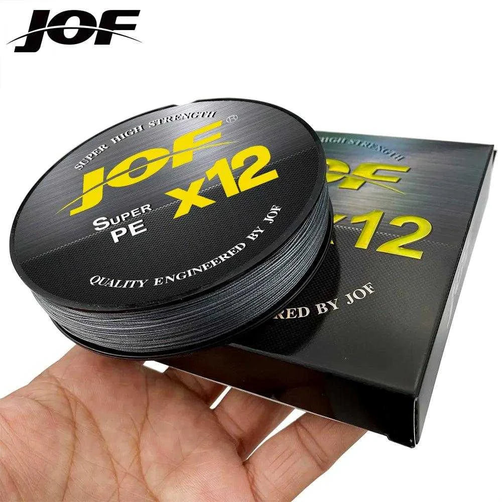 JOF X12 Braided Fishing Line 100m/300m, Super Strong Multifilament, 12 Strands, Black, Durable, Sea Fishing.