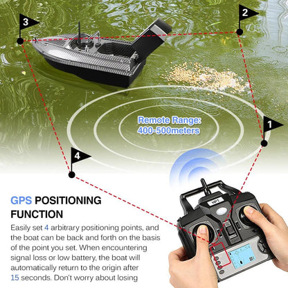 GPS Fixed Speed Cruise Remote Control Fishing Finder Boat  with Single Bait Containers Automatic Bait Boat with Remote Control - Nex Fisher Hub