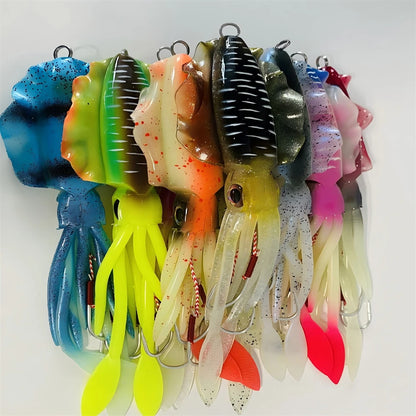 ZUKIBO Soft Squid Bait Luminous and UV-Reactive 60g-2.1 ounces