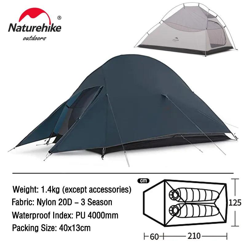 Naturehike Cloud Up 1 2 3 People Tent Ultralight 20D Camping Tent Waterproof Outdoor Hiking Travel Tent Backpacking Cycling Tent - Nex Fisher Hub