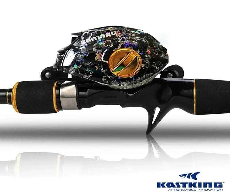 KastKing baitcast fishing reel with alloy and carbon fiber design, model VS200.