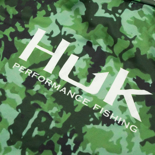 HUK Camouflage Long Sleeve Hooded Fishing Shirt with Mask: UPF 50+ UV Protection for Men