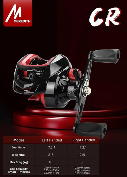 MEREDITH CR Series BaitCast Reel (7.2.1 Gear Ratio)Nex Fisher Hub