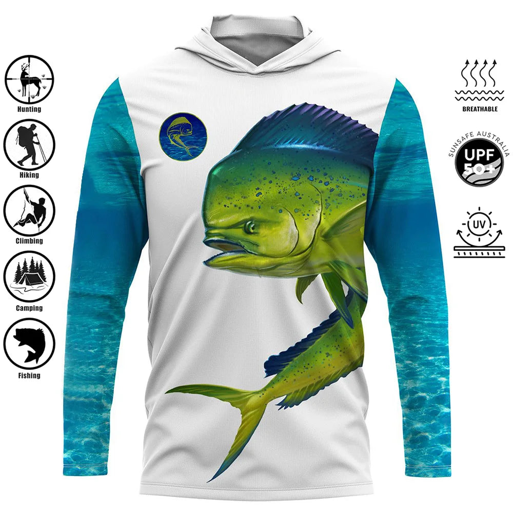 Pelagic Pro Series Men Fishing Hooded Shirt - UPF 50+ Sun Protection