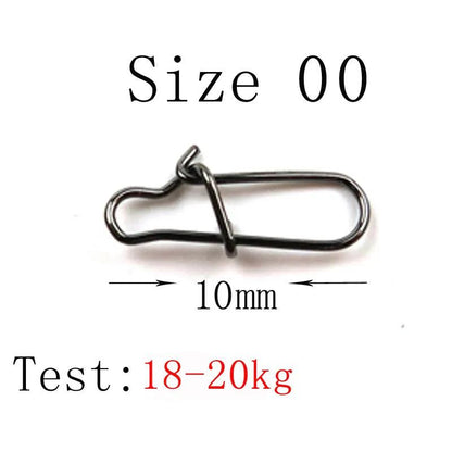 THETIME 100pcs Hooked Snap Pin Stainless Steel Fishing Barrel Swivel Safety Snaps Hook Lure Accessories Connector Snap Pesca - Nex Fisher Hub