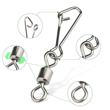 XIAOSHU 10-50PCS Pike Fishing Accessories Connector Pin Bearing Rolling Swivel Stainless Steel