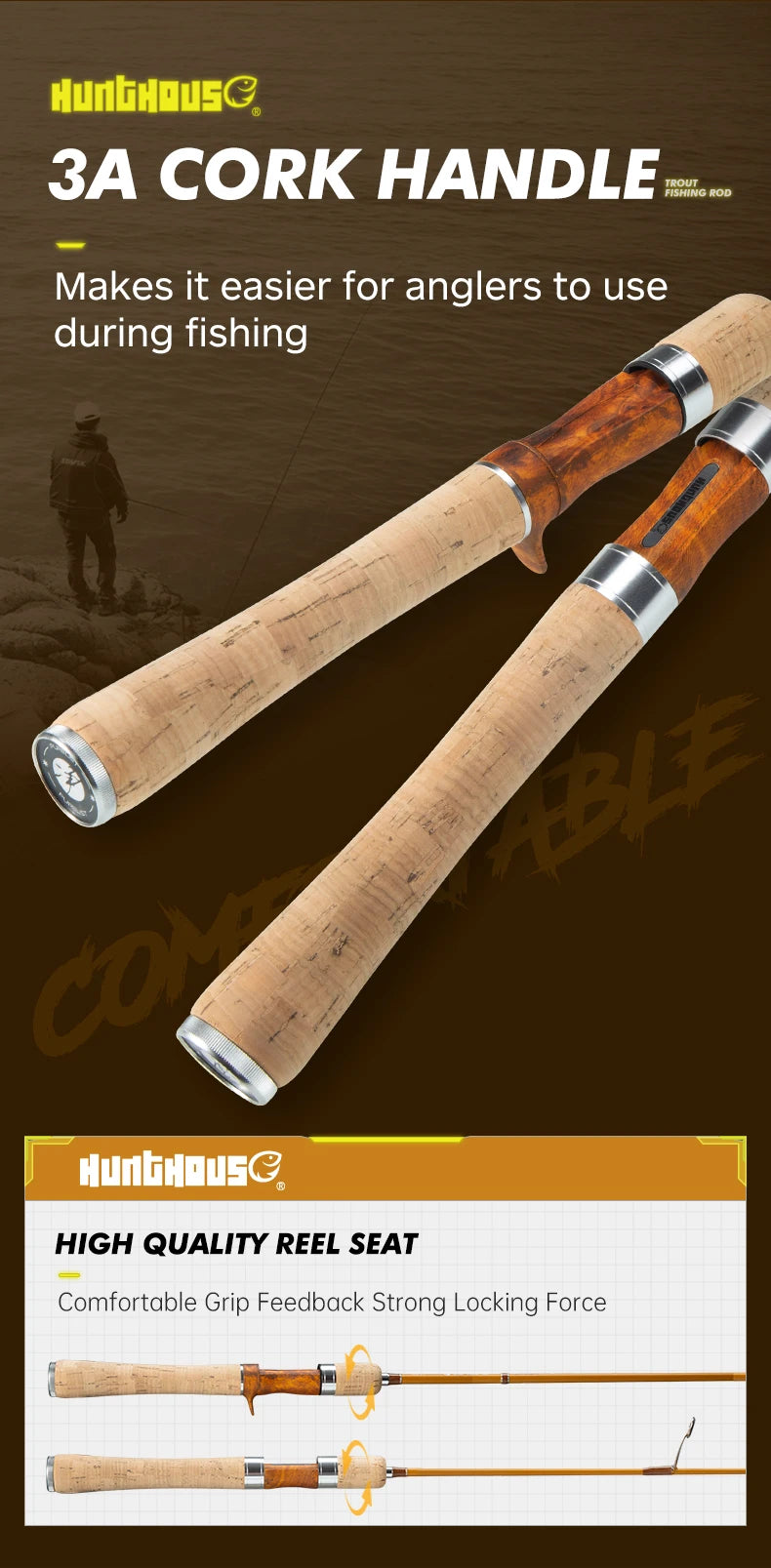 Hunthouse UL Trout Fishing Rod Spinning Casting Ultra Light Lure 2 Sections