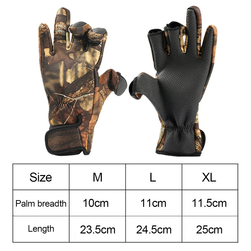 Winter Fishing Gloves Waterproof with 3 Fingerless Camouflage Anti-Slip For Fishing