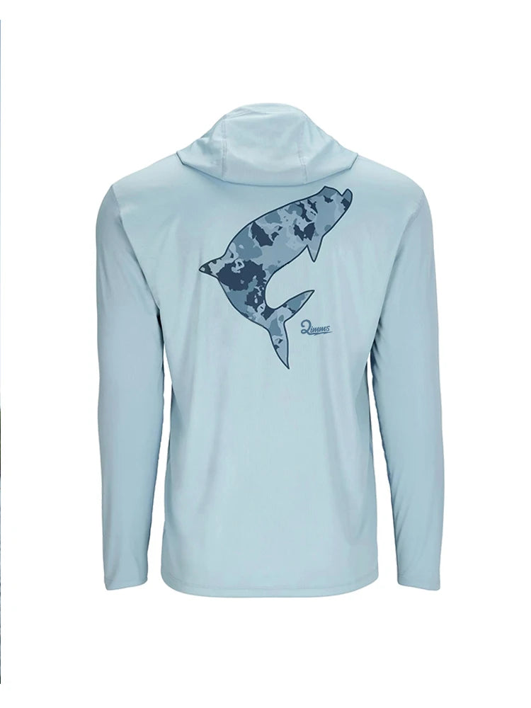 QIWWS Fishing Clothing Camouflage Men's Long Sleeve Mask Hooded Fishing Shirts Upf 50+ Uv Protection Performance Fishing Apparel