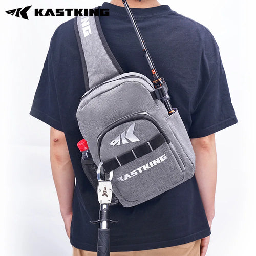 KastKing Bait Boss Fishing Sling Tackle Bag, Fishing Shoulder Backpack with Rod Holder