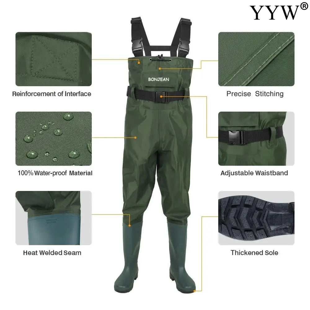 NFH Fishing Chest Waders Pants With Boots Gear Set Unisex