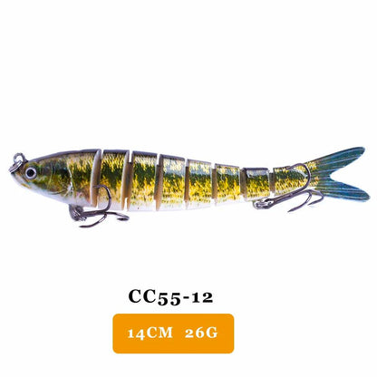 AYWFISH Multi Jointed Swimbait, 14cm 26g, lifelike fishing lure with realistic swimming action, CC55-12 model.